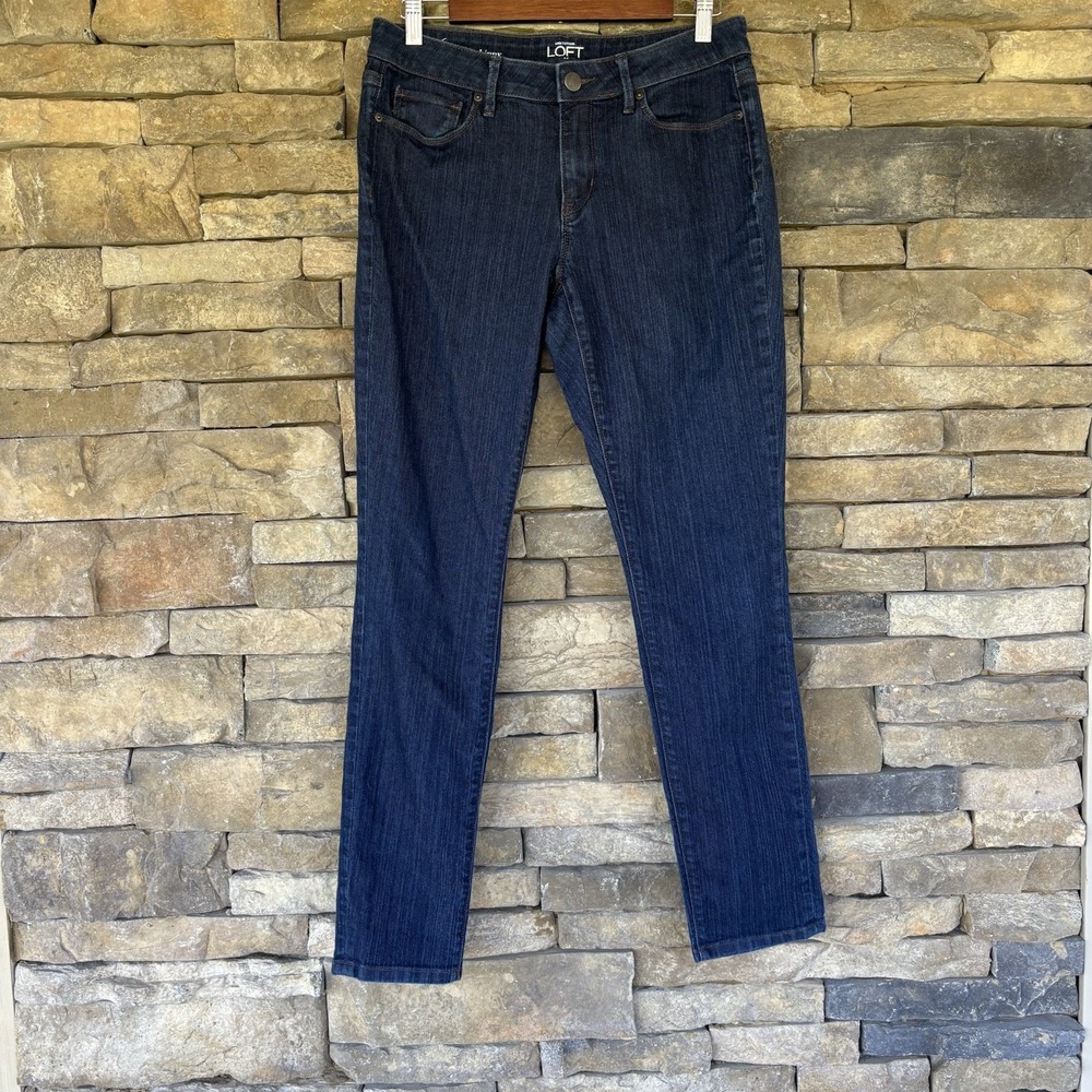 Ann Taylor LOFT Jeans Sz 6 Petite Curvy Skinny Leg Stretch Dark Wash Denim - Picture 1 of 7